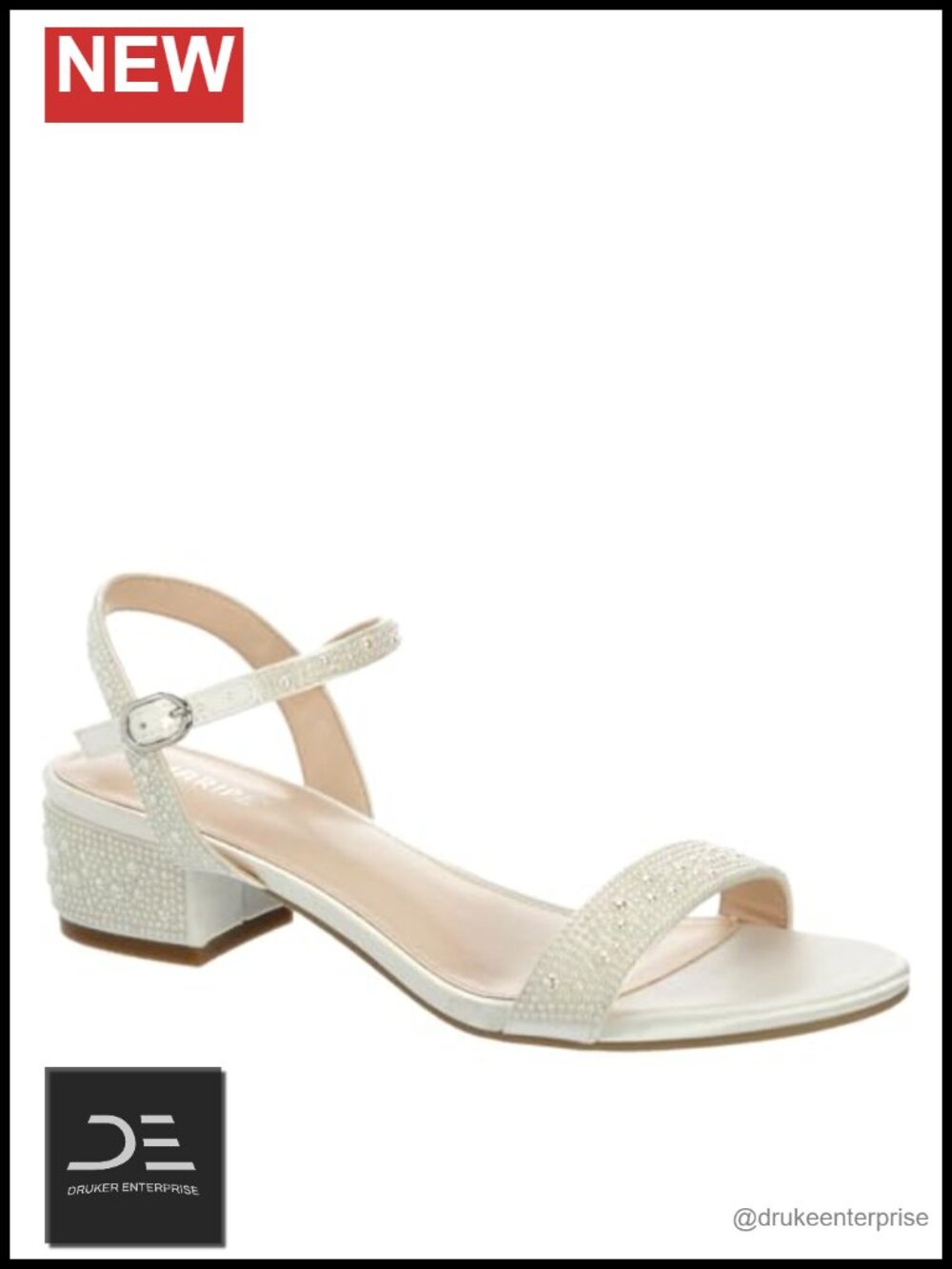 Women's Open Square Toe Sculpted Block Heel Sandals Satin Sequin Ankle Buckle